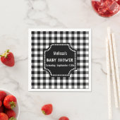Rustiek zwart-wit Gingham Baby shower Servet (Insitu)