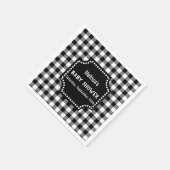 Rustiek zwart-wit Gingham Baby shower Servet (Hoek)