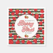 Rustiek Zwart Wit Goud Rode Aardbei Berry Eerste Servet (Voorkant)