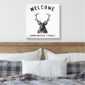 Rustiek Zwart Wit Hert Welkom Canvas Afdruk (Insitu (Slaapkamer))
