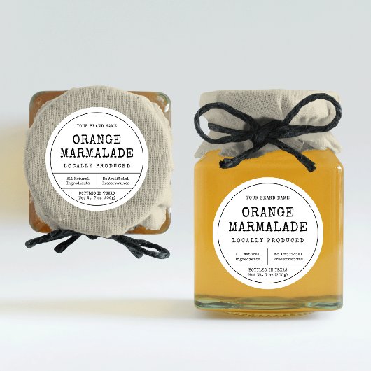 Rustiek  Zwart & Wit Jam Jar Lid Label