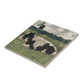 Rustiek Zwart + Wit Koe en Windmill Art Tegeltje (Zijkant)