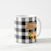 Rustiek Zwart-wit Plaid met Herfst Pompoenen Koffiemok (Voorkant rechts)