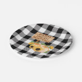 Rustiek Zwart-wit Plaid met Herfst Pompoenen Papieren Bordje (Gekanteld)