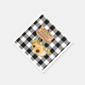 Rustiek Zwart-wit Plaid met Herfst Pompoenen Servet (Hoek)