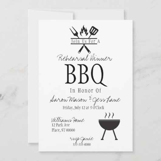 Rustiek Zwart-wit Plaid Repetitie diner Kaart (Voorkant)