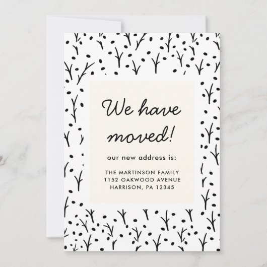 Rustiek Zwart-wit Print Nieuw adres Aankondiging (Voorkant)