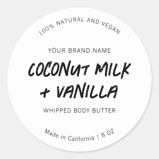 Rustiek Zwart & Wit Ronde Jar deksel Product Label (Voorkant)