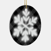 Rustiek Zwart wit Tartan geruite sneeuw vlok detai Keramisch Ornament (Rechts)