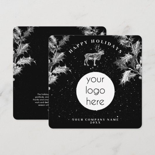 Rustiek Zwart Wit Vakantie Zakelijk Logo Kerst (Voorkant / Achterkant)