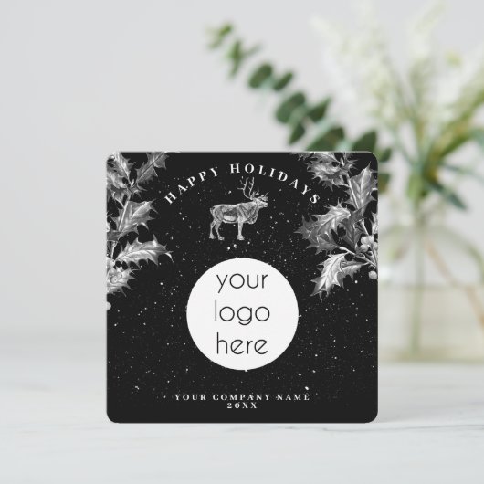 Rustiek Zwart Wit Vakantie Zakelijk Logo Kerst (Staand voorkant)