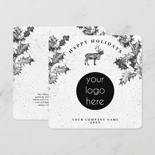 Rustiek Zwart Wit Vakantie Zakelijk Logo Kerst (Voorkant / Achterkant)