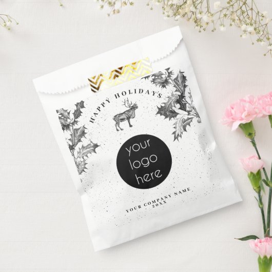 Rustiek Zwart Wit Vakantie Zakelijk Logo Kerst Bedankzakje (Gezegeld)