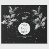 Rustiek Zwart Wit Vakantie Zakelijk Logo Kerst Cadeaupapier (Vlak)