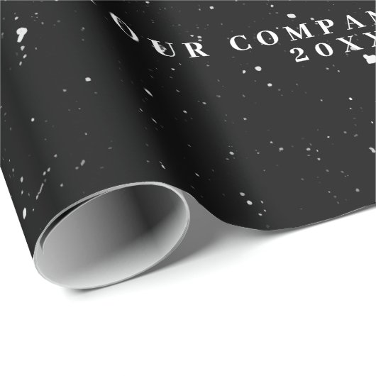 Rustiek Zwart Wit Vakantie Zakelijk Logo Kerst Cadeaupapier (Rol Hoek)