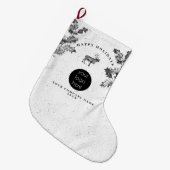 Rustiek Zwart Wit Vakantie Zakelijk Logo Kerst Grote Kerstsok (Voorkant (Hangend))