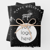 Rustiek Zwart Wit Vakantie Zakelijk Logo Kerst Inpakpapier Vel (In situ)