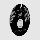 Rustiek Zwart Wit Vakantie Zakelijk Logo Kerst Ornament (voorkant)