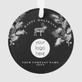 Rustiek Zwart Wit Vakantie Zakelijk Logo Kerst Ornament (achterkant)