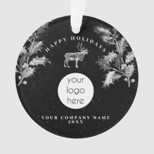 Rustiek Zwart Wit Vakantie Zakelijk Logo Kerst Ornament