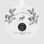 Rustiek Zwart Wit Vakantie Zakelijk Logo Kerst Ornament (achterkant)