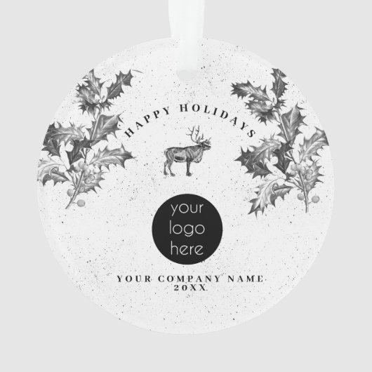 Rustiek Zwart Wit Vakantie Zakelijk Logo Kerst Ornament (achterkant)