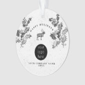 Rustiek Zwart Wit Vakantie Zakelijk Logo Kerst Ornament (voorkant)