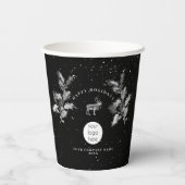 Rustiek Zwart Wit Vakantie Zakelijk Logo Kerst Papieren Bekers (Achterkant)