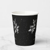 Rustiek Zwart Wit Vakantie Zakelijk Logo Kerst Papieren Bekers (Links)