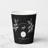 Rustiek Zwart Wit Vakantie Zakelijk Logo Kerst Papieren Bekers (Voorkant)
