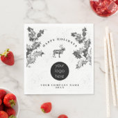 Rustiek Zwart Wit Vakantie Zakelijk Logo Kerst Servet (Insitu)