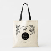 Rustiek Zwart Wit Vakantie Zakelijk Logo Kerst Tote Bag (Achterkant)