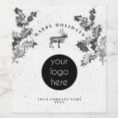 Rustiek Zwart Wit Vakantie Zakelijk Logo Kerst Wijn Etiket (Enkel label)