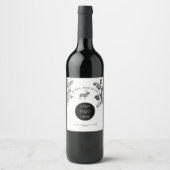 Rustiek Zwart Wit Vakantie Zakelijk Logo Kerst Wijn Etiket (Voorkant)