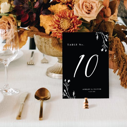 Rustiek Zwart & Wit Wildbloemen Boho Bruiloft Kaart