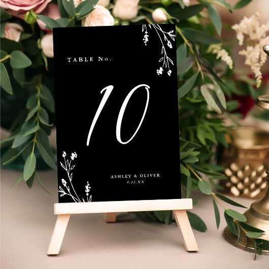 Rustiek Zwart & Wit Wildbloemen Boho Bruiloft Kaart