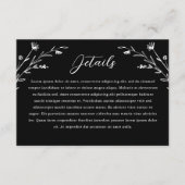 Rustiek Zwart Wit Wildflower bruiloft details Informatiekaartje (Voorkant)