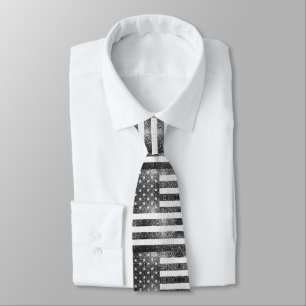 Rustiek Zwart Wit Zilver Sparkles USA vlag Stropdas