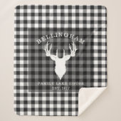 Rustiek Zwart Witte Lake Huis Plaid Familie Sherpa Deken (Voorkant)