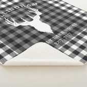 Rustiek Zwart Witte Lake Huis Plaid Familie Sherpa Deken (3/4)