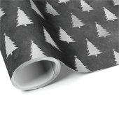 Rustiek zwart zilver kerstbomen patroon cadeaupapier (Rol Hoek)