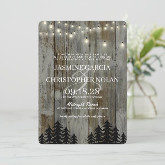 Rustiek Zwarte Woud Bruiloft Kaart (Staand voorkant)