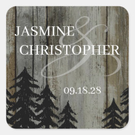 Rustiek Zwarte Woud Bruiloft Vierkante Sticker