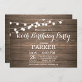 Rustieke 100e verjaardag uitnodiging hout (Voorkant / Achterkant)