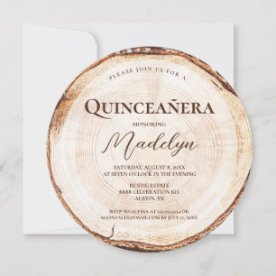 Rustieke 15e verjaardag Quinceanera Houtstructuur Kaart