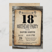 Rustieke 18e Verjaardag Uitnodiging Hout (Voorkant / Achterkant)