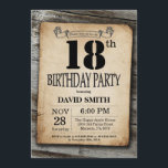 Rustieke 18e Verjaardag Uitnodiging  Hout<br><div class="desc">Rustieke 18e verjaardag uitnodiging met rustieke houten achtergrond. retro land. Verjaardag voor volwassenen. Verjaardag van Mannen of vrouwen. Kinder jongen of meisje dame tiener Bday Nodig uit. 13e 15e 16e 18e 20e 21e 30e 40e 50e 60e 70e 80e 90e 100e. Elke leeftijd. Voor verdere aanpassing klikt u op de knop...</div>
