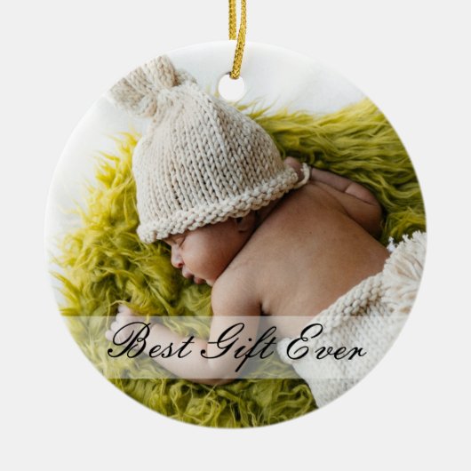 Rustieke 1e Kerst Nieuwe Mama Papa Milestone Foto Keramisch Ornament (Voorkant)