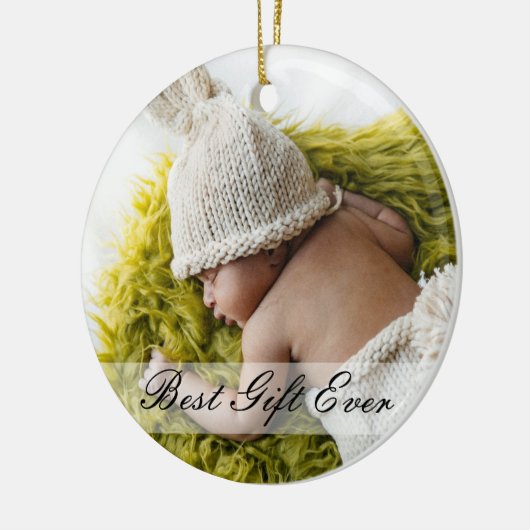 Rustieke 1e Kerst Nieuwe Mama Papa Milestone Foto Keramisch Ornament (Links)
