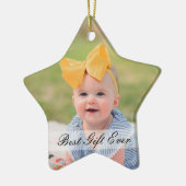 Rustieke 1e Kerstfamilie van 3 Mijlsteen Foto Keramisch Ornament (Links)